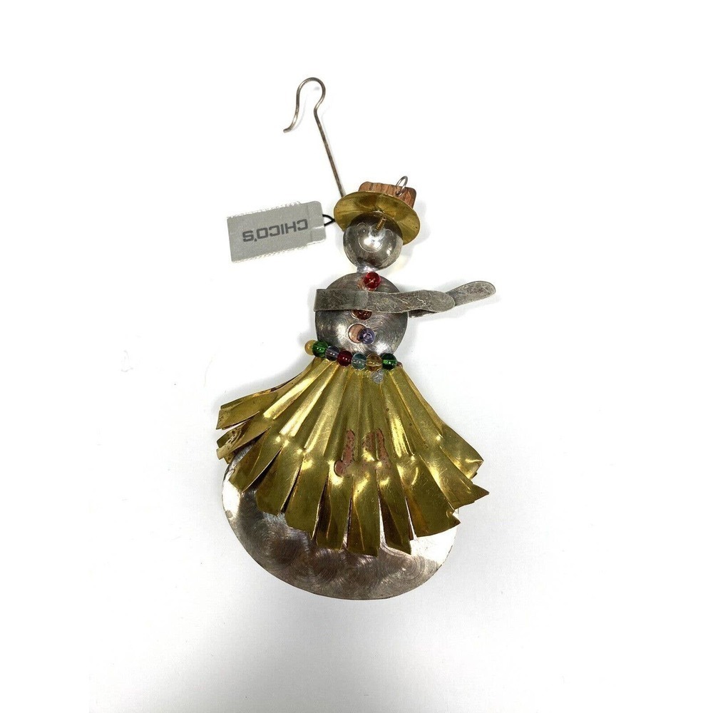 Chico’s Christmas Xmas Ornament Snow-woman Snow Lady Metal FLAW